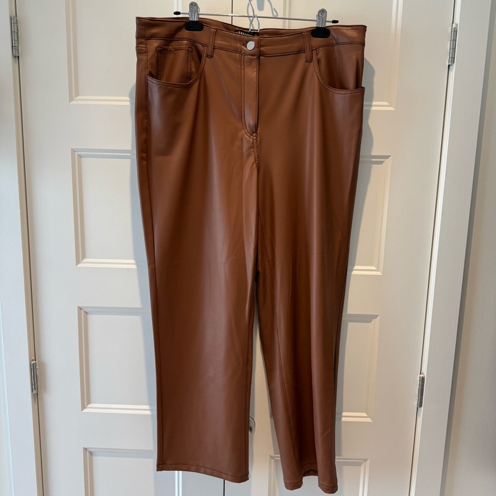 REITMANS Signature Tan Faux Leather Pants - SIZE 18